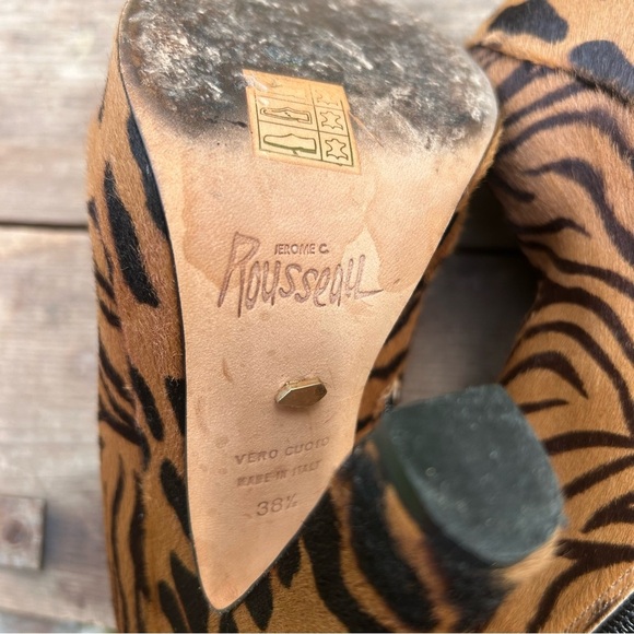 Jerome C Rousseau Vero Cuoio Zebra Print Platform High Heeled Ankle Boots 8 38.5 - Picture 5 of 11